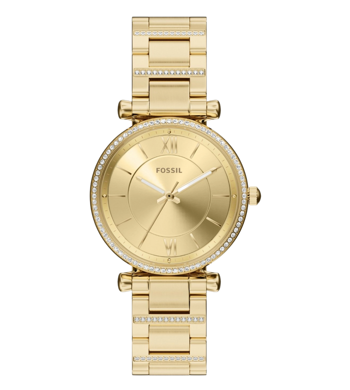 Fossil Quartz Gold Dial Analog Stainless Steel Women's Watch, ES5465
