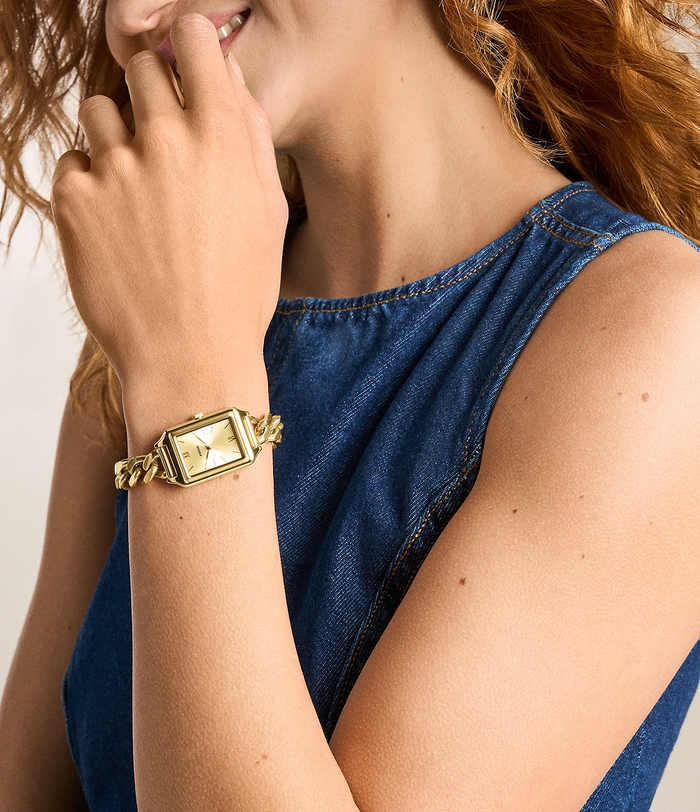 Fossil Quartz Gold Dial Analog Stainless Steel Women's Watch, ES5478