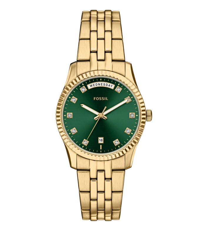 Fossil Quartz Green Dial Analog Stainless Steel Women's Watch, ES5460