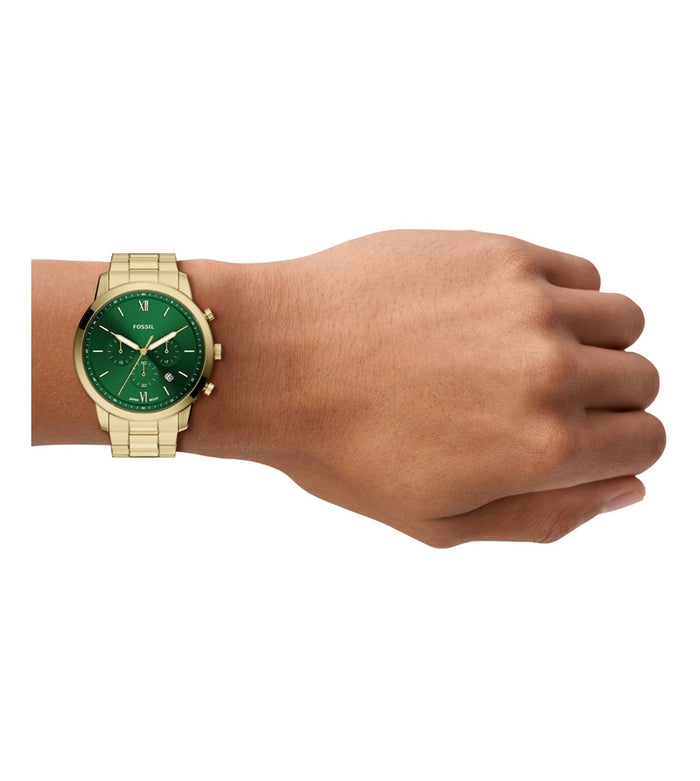 Fossil Quartz Green Dial Chronograph Stainless Steel Men's Watch, FS6164