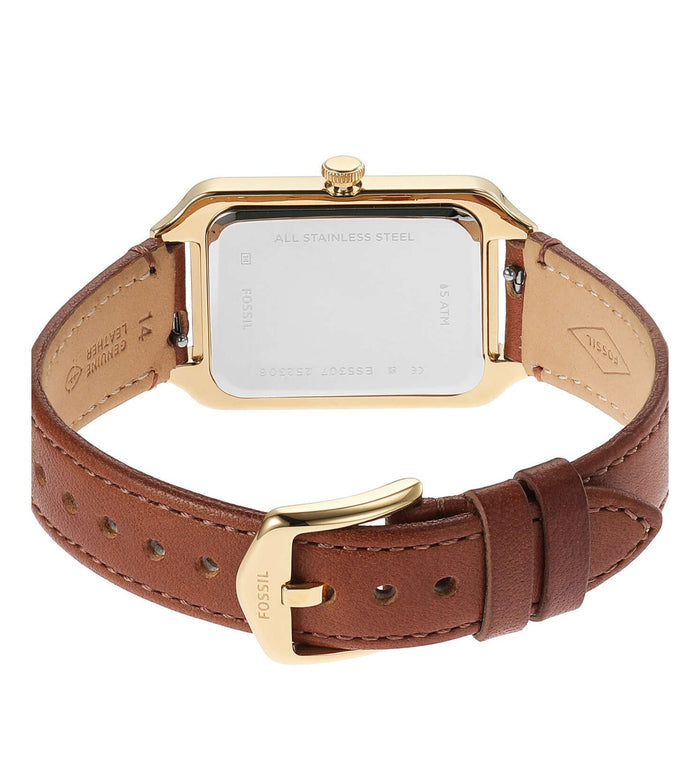 Fossil Quartz Mother Of Pearl Dial Analog Leather Women's Watch, ES5307