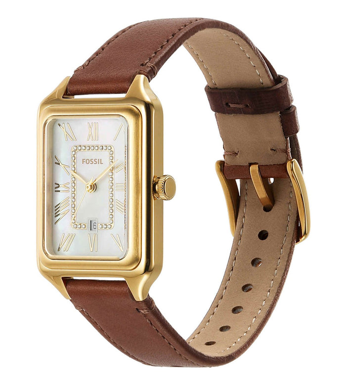 Fossil Quartz Mother Of Pearl Dial Analog Leather Women's Watch, ES5307