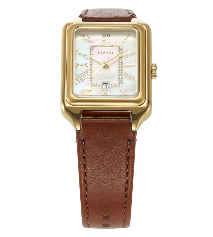 Fossil Quartz Mother Of Pearl Dial Analog Leather Women's Watch, ES5307