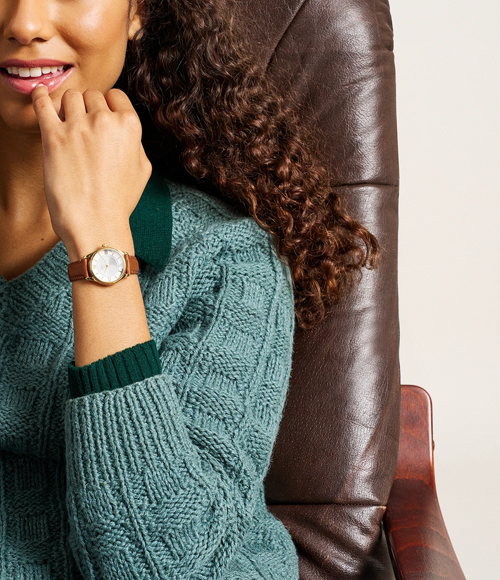 Fossil Quartz Silver Dial Analog Leather Women's Watch, ES5423