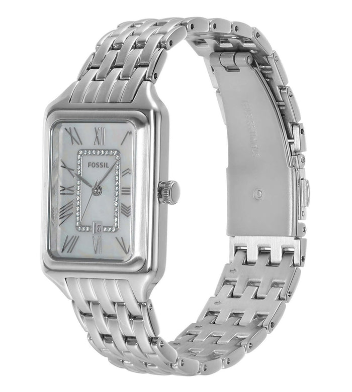 Fossil Quartz Silver Dial Analog Stainless Steel Women's Watch, ES5306