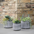 Griffin Galvanised Zinc Round Planters S/3