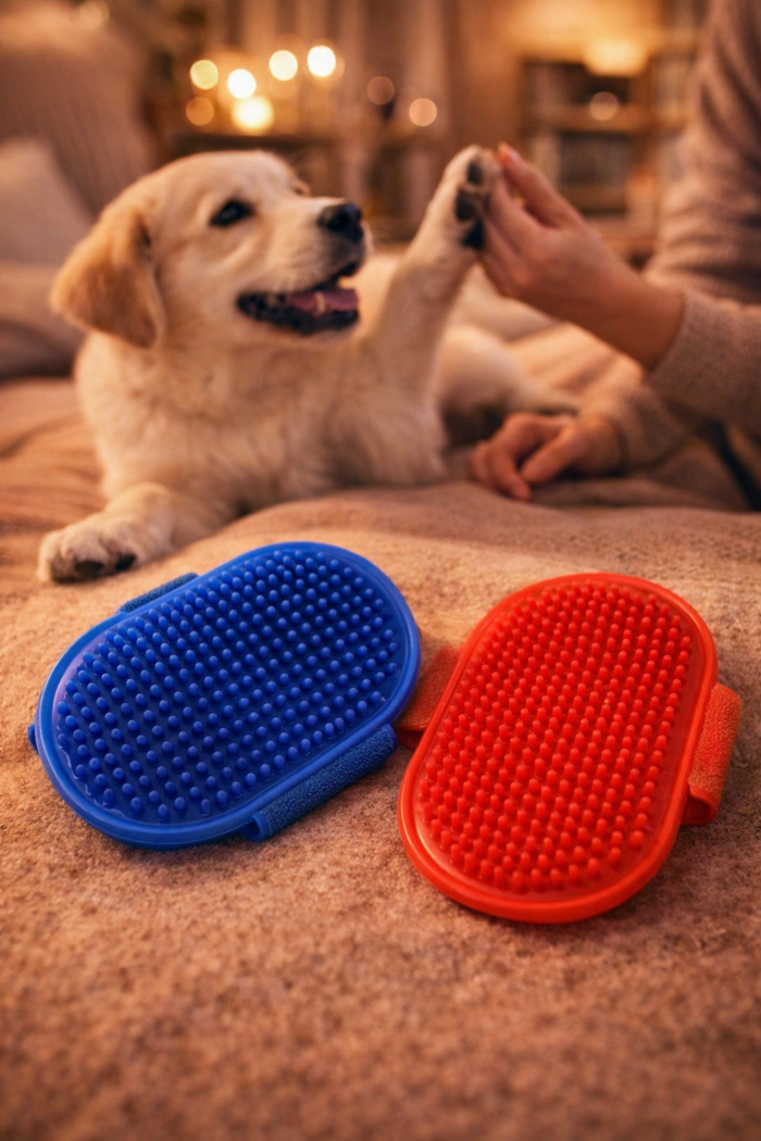 GroomEase Bath Glove — lifestyle
