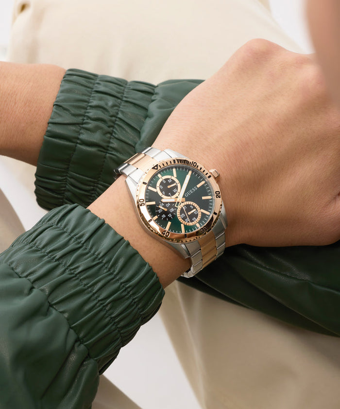 Guess Quartz Green Dial Analog Stainless Steel Men's Watch, GW1061G6