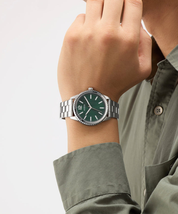Guess Quartz Green Dial Analog Stainless Steel Men's Watch, GW1062G1