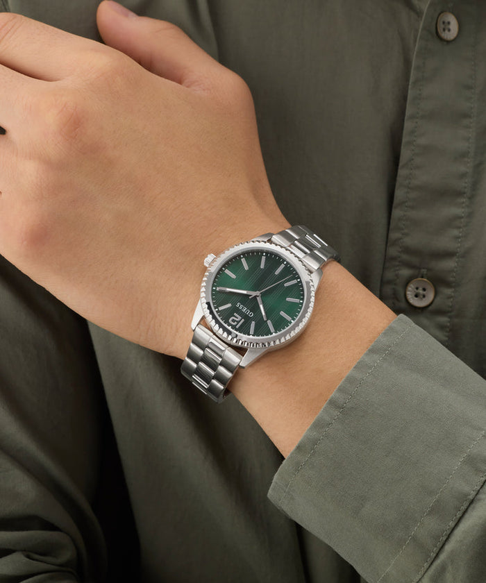Guess Quartz Green Dial Analog Stainless Steel Men's Watch, GW1062G1