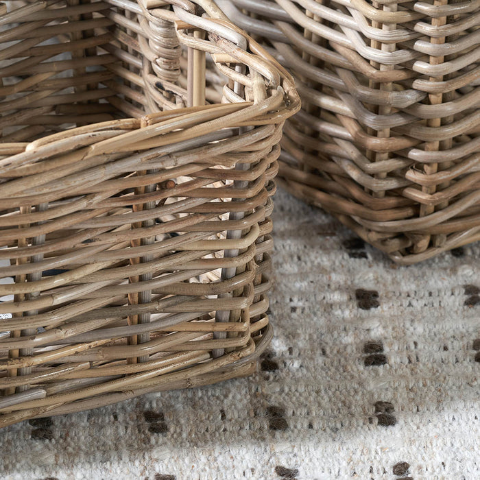 Hani Grey Kubu Rectangular Storage Baskets with Inset Handles S/3