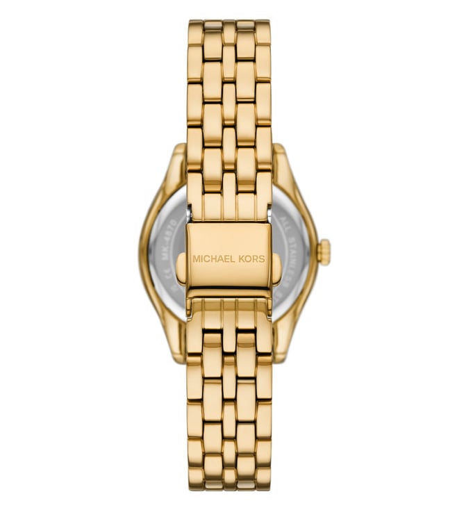 Michael Kors Harlowe Three-Hand Gold-Tone Stainless Steel Women's Watch, MK4870