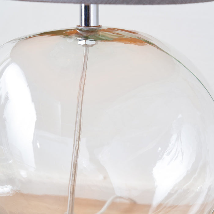 Hazel Clear Glass and Grey Shade Bedside Table Lamp Set Of 2