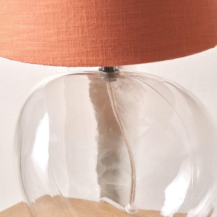 Hazel Clear Glass and Terracotta Lampshade Table Lamp