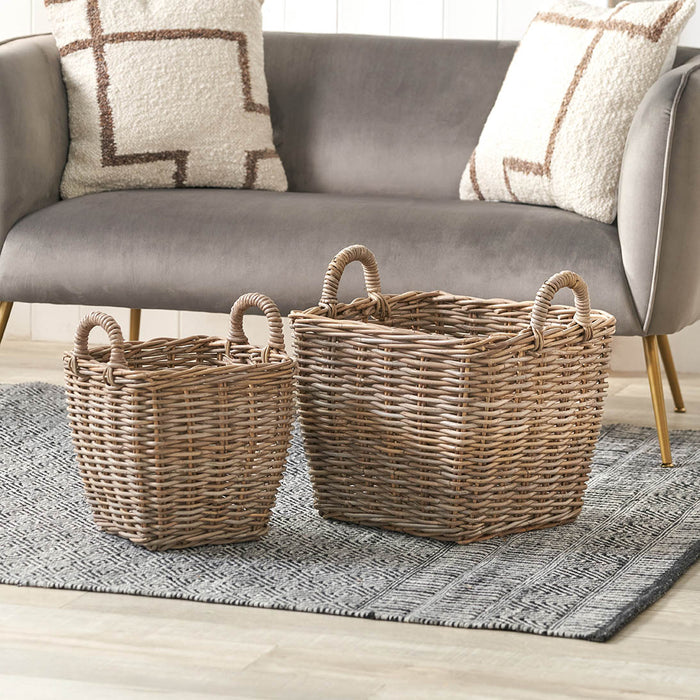 Hendra Grey Kubu Graduated Square Storage Baskets S/2