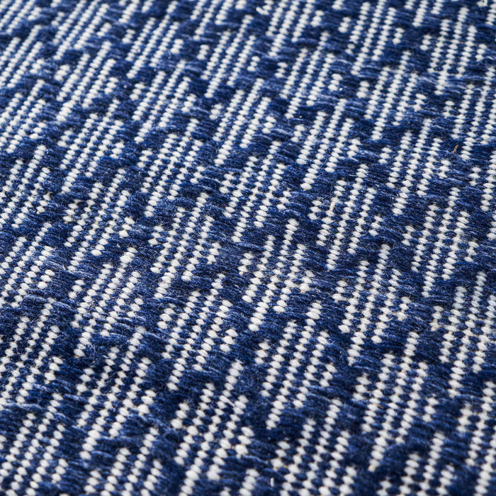 Indoor Outdoor Recycled Denim Blue Ikat Design Rug