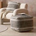 Indoor Outdoor Steel Grey and White Stripe Design Pouffe
