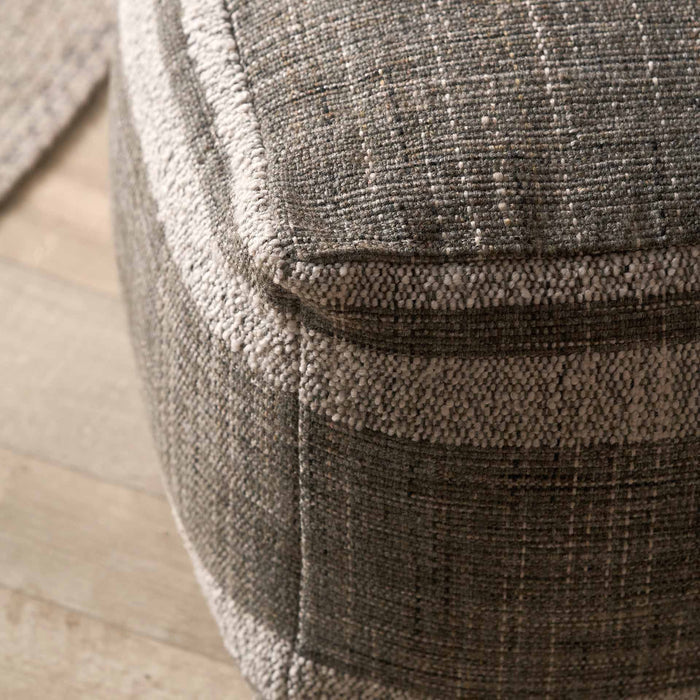 Indoor Outdoor Steel Grey and White Stripe Design Pouffe