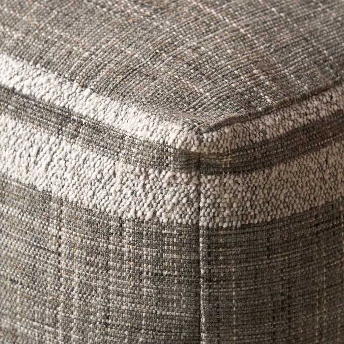 Indoor Outdoor Steel Grey and White Stripe Design Pouffe