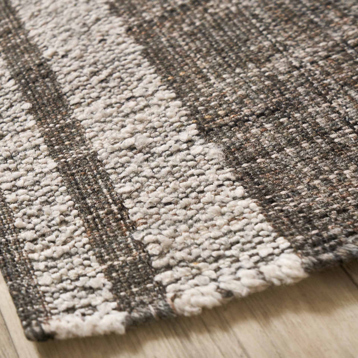 Indoor Outdoor Steel Grey and White Stripe Design Runner