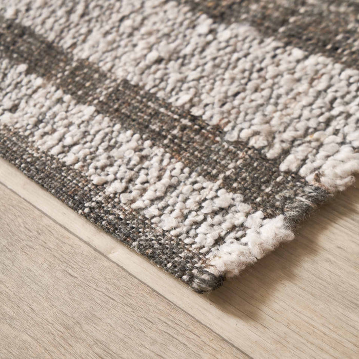 Indoor Outdoor Steel Grey and White Stripe Design Runner