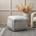 Indoor Outdoor White and Black Greek Key Design Pouffe