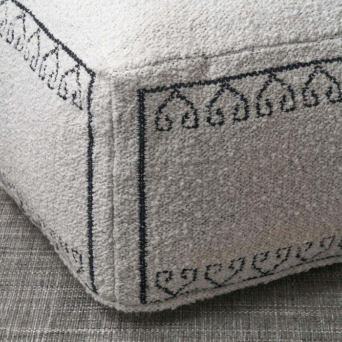 Indoor Outdoor White and Black Greek Key Design Pouffe