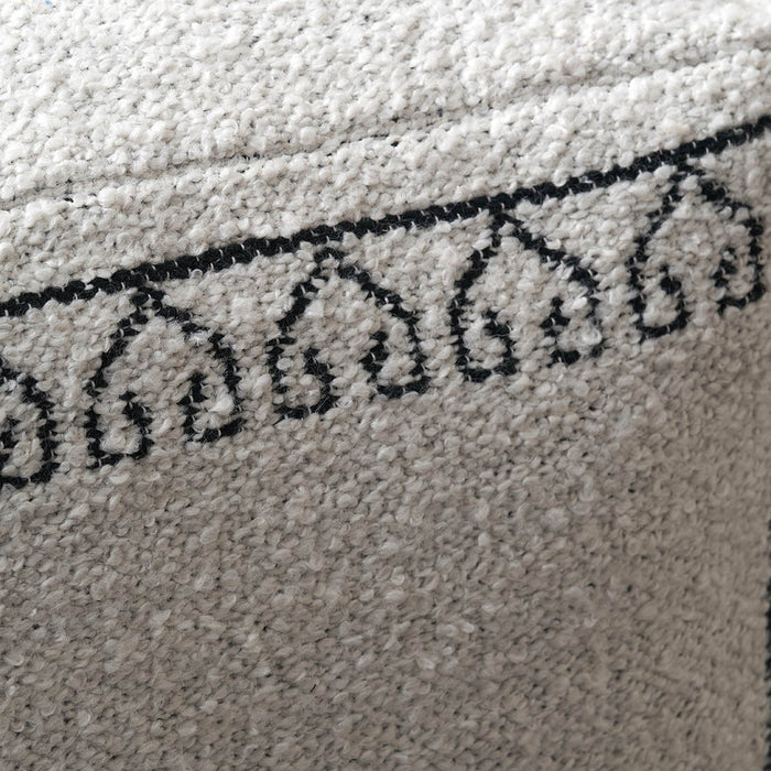 Indoor Outdoor White and Black Greek Key Design Pouffe
