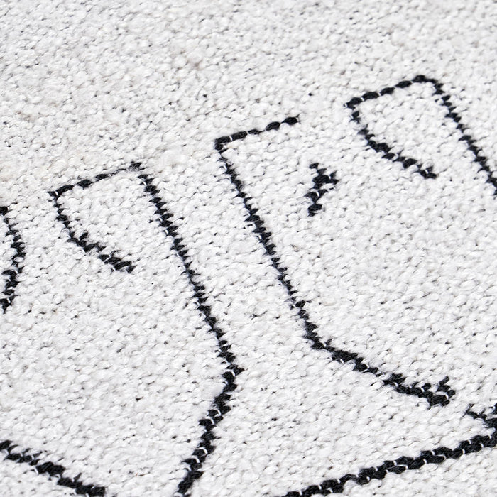 Indoor Outdoor White and Black Greek Key Design Rug
