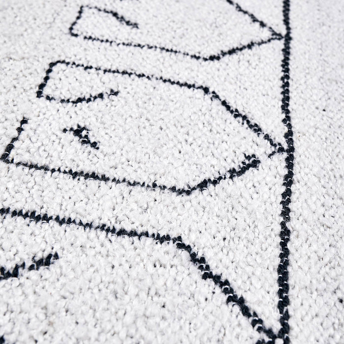 Indoor Outdoor White and Black Greek Key Design Rug