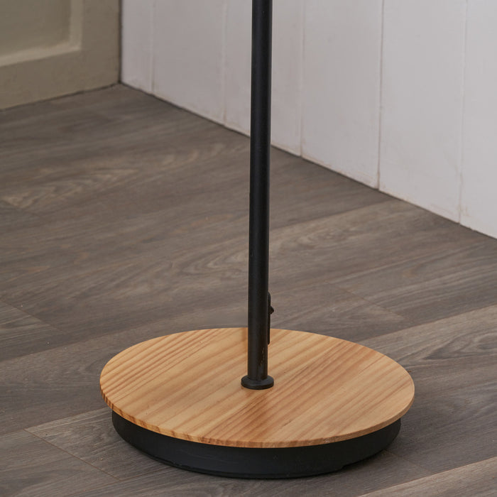 Jaya Black and Natural Wood Two Head Floor Lamp
