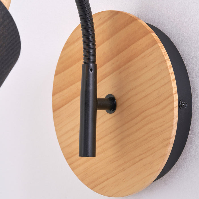 Jaya Black and Natural Wood Wall Light