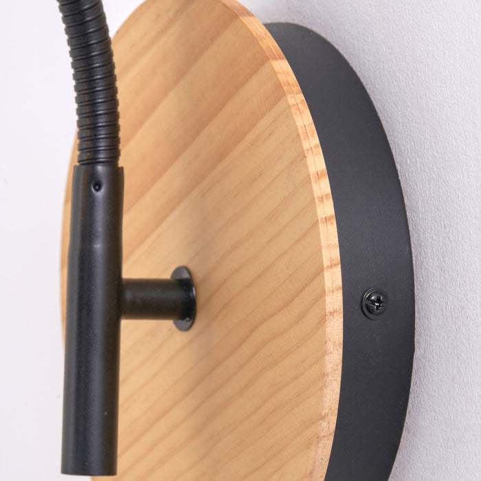 Jaya Black and Natural Wood Wall Light