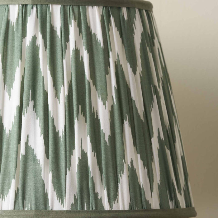 Kahlia Sage Chevron Cotton Patterned Mushroom Pleat Tapered Lampshade