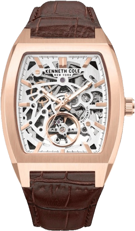 Kenneth Cole Automatic Brown Leather Strap Men's Watch, KCWGX0077402MN