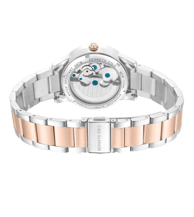 Kenneth Cole Automatic Rose Gold Dial Two Toned Stainless Steel Strap Women's Watch, KCWLL0060903LD