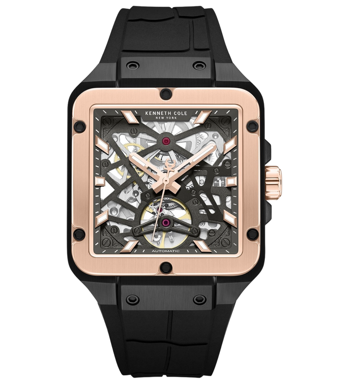 Kenneth Cole Automatic With Self Winding Grey Dial Silicone Strap Men's Watch, KCWGZ0065403MN
