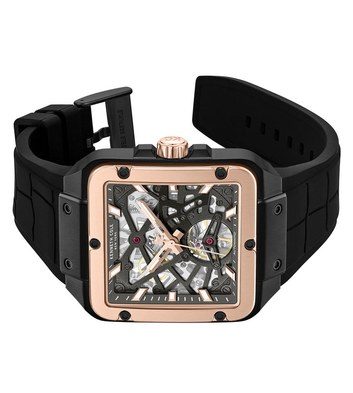 Kenneth Cole Automatic With Self Winding Grey Dial Silicone Strap Men's Watch, KCWGZ0065403MN