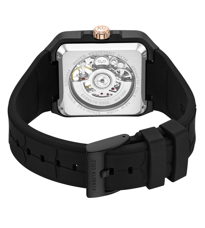 Kenneth Cole Automatic With Self Winding Grey Dial Silicone Strap Men's Watch, KCWGZ0065403MN