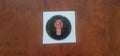 KENWORTH  'Smartwheel' epoxy domed horn button 'skin' red and white 'crooked' on black