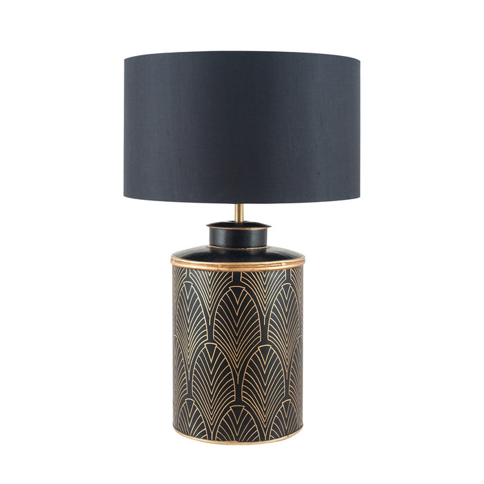 Ruma Black Geo Art Deco Hand Painted Table Lamp | Lighting | Ruma