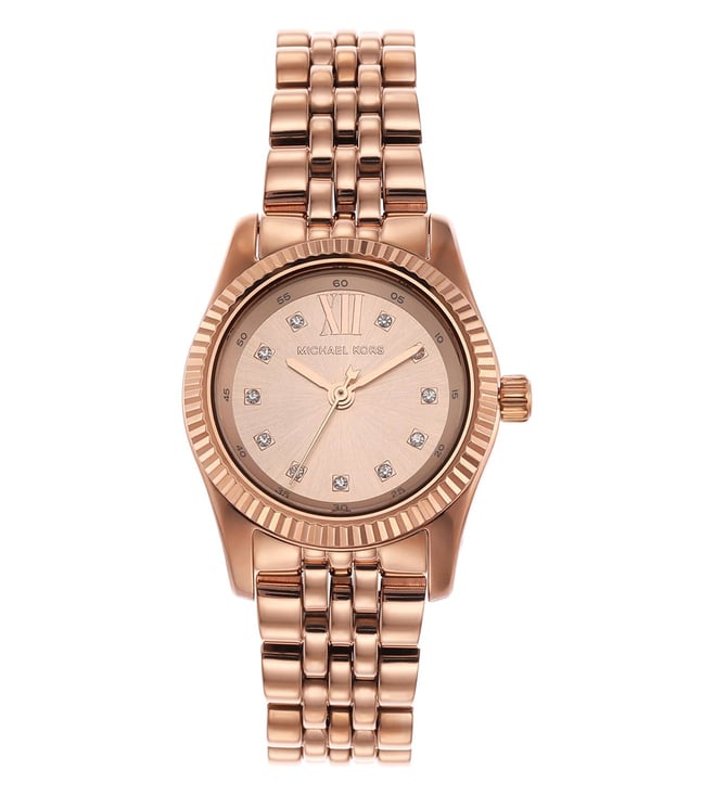 Michael Kors Lexington Three-Hand Rose Gold-Tone Stainless Steel Women's Watch, MK4739
