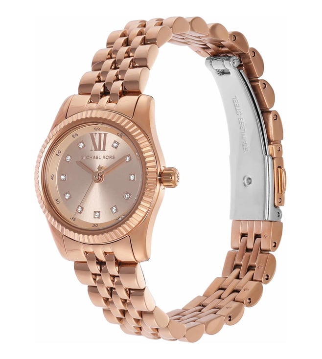 Michael Kors Lexington Three-Hand Rose Gold-Tone Stainless Steel Women's Watch, MK4739