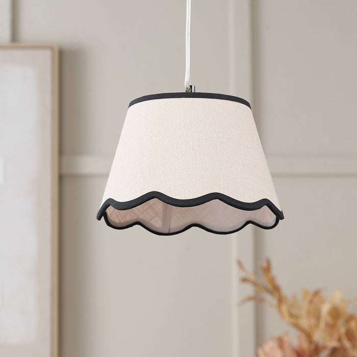 Liana Cream Jute Scalloped Edge Tapered Lampshade with Contrast Binding