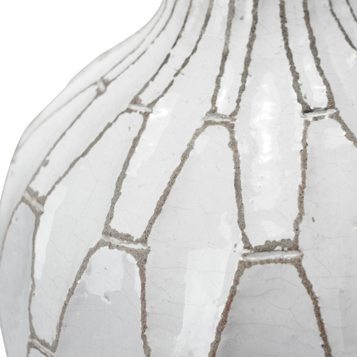 Ruma Geometric White Stoneware Vase | Vases | Rūma