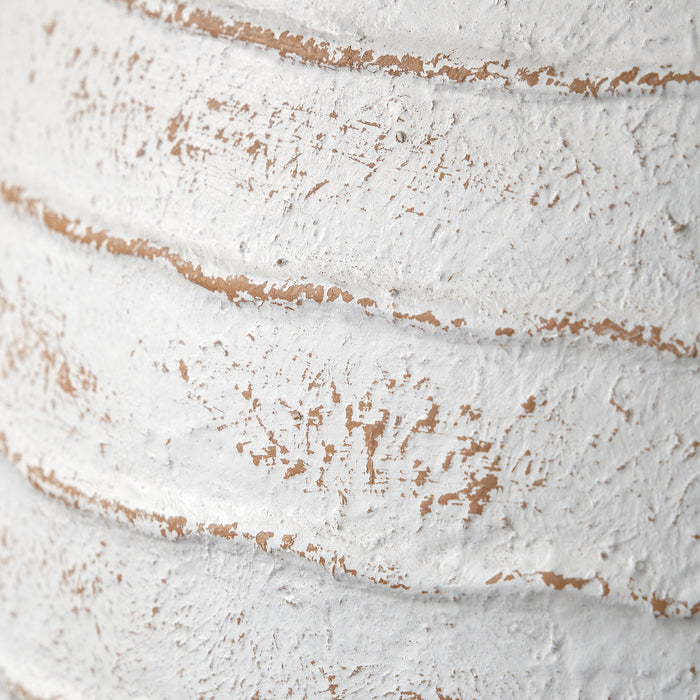 Meave White Wash Ribbed Fibrestone Vase Large