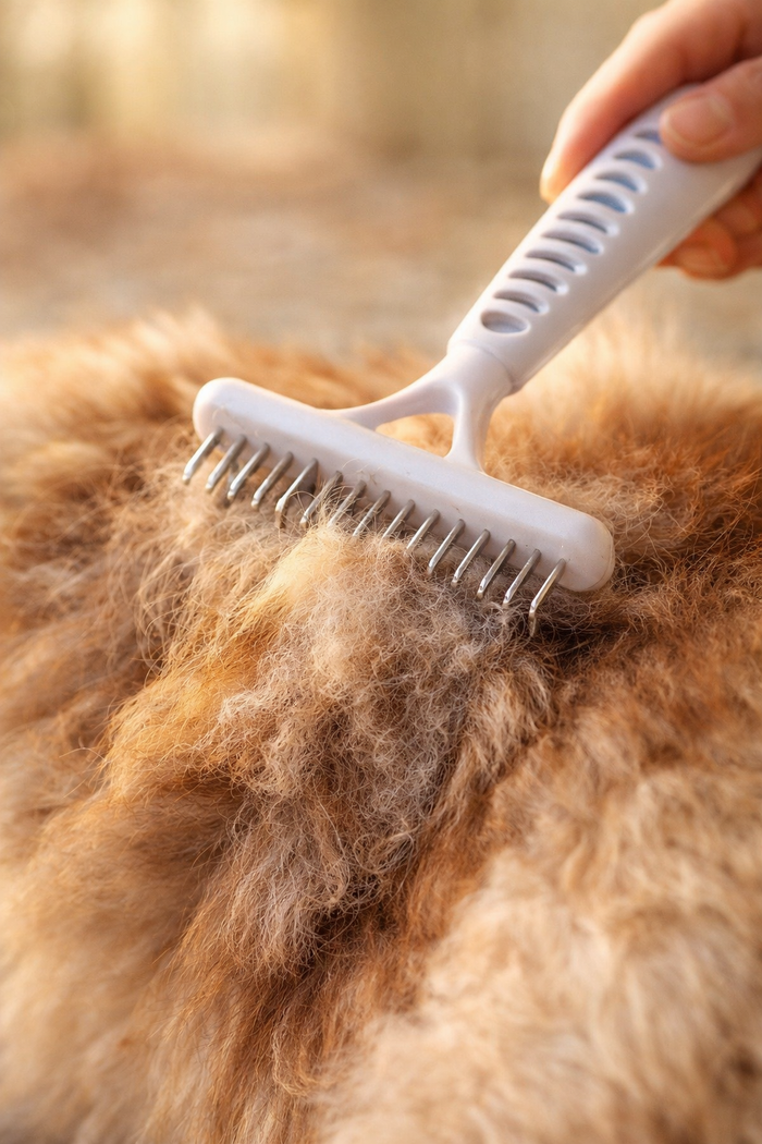Metal Teeth Grooming Brush for Pets — action_shot