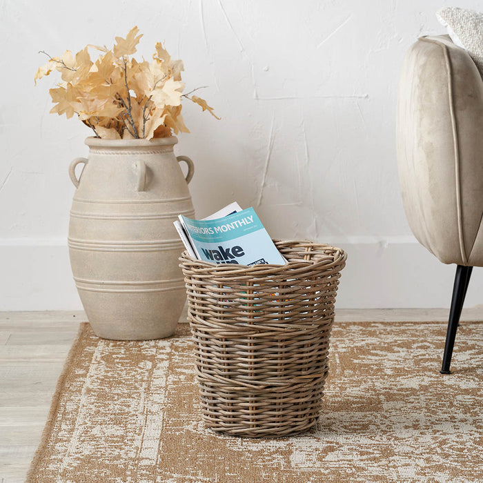 Nayla Grey Kubu Round Waste Paper Bin