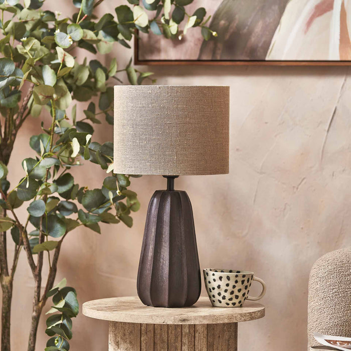 Neala Black Textured Tall Wood Table Lamp