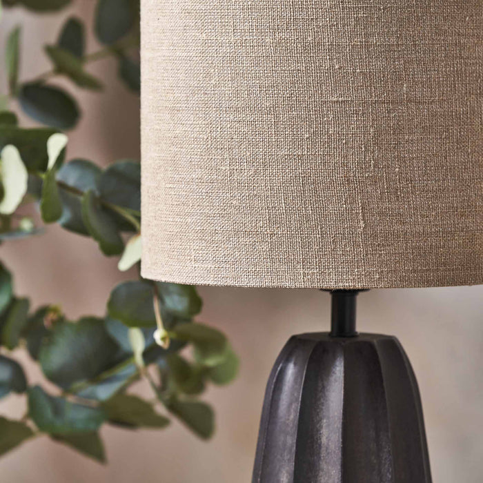Neala Black Textured Tall Wood Table Lamp